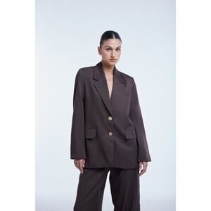 NWT DAL The Label RELAXED SINGLE
BREASTED BLAZER Tencel Brown 8 Minimalist USA